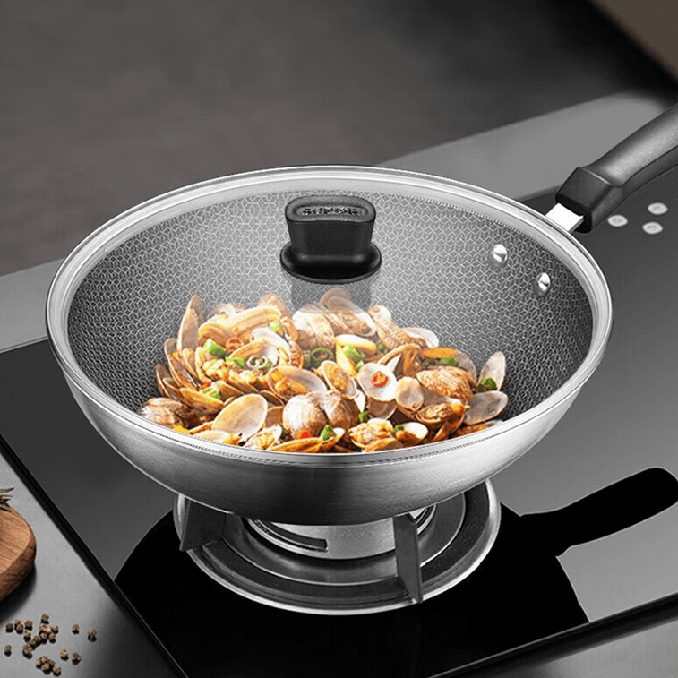 Supor high-grade crystal stainless steel frying pan CC32JA19, non-stick pan, 32 cm diameter