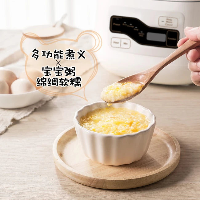 Joydeem Mini Rice Cooker Rice Cooker FD20S-W, Small Ceramic Liner 0 Fluorine Rice Cooker Three-dimensional Heating 24-hour Reservation 2L (4 cups)