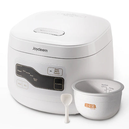 Joydeem Mini Rice Cooker Rice Cooker FD20S-W, Small Ceramic Liner 0 Fluorine Rice Cooker Three-dimensional Heating 24-hour Reservation 2L (4 cups)