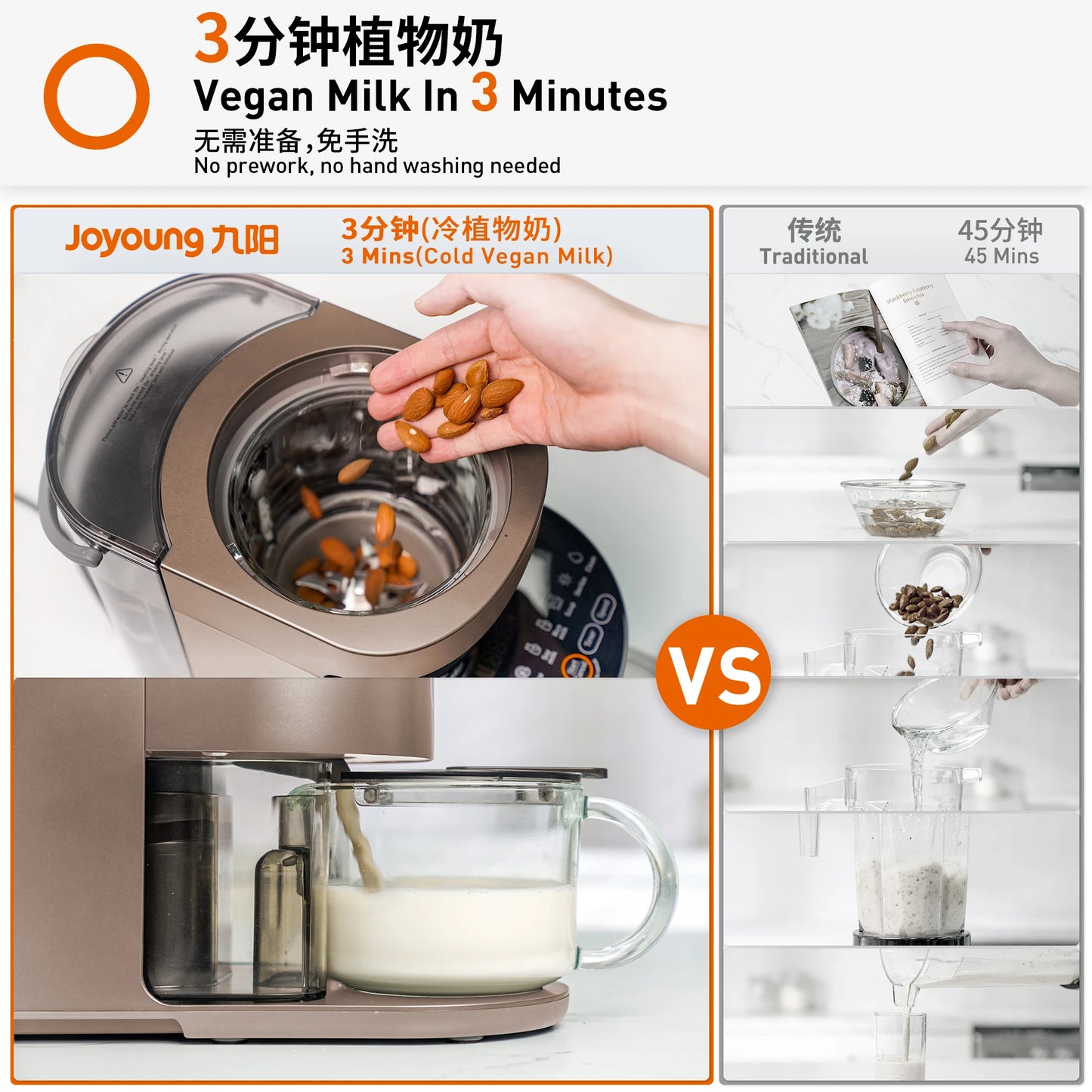 [JOYOUNG Y1] High Speed Blender| Soy Milk Maker| 1.0Liter| Stainless Steel| Self-cleaning| Mute